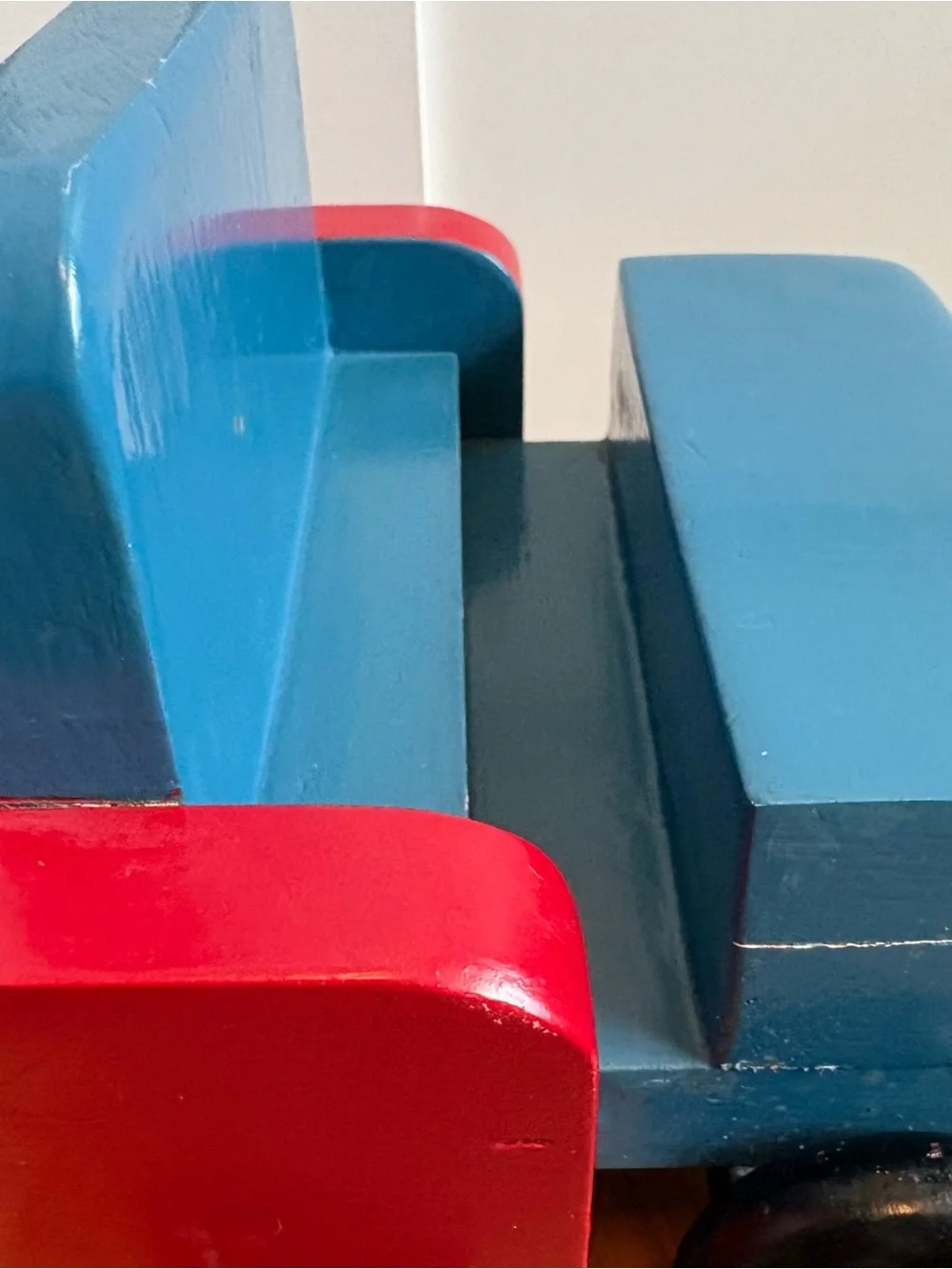 Vintage Handcrafted Painted Wooden Truck De Stijl minimalist style Montessori